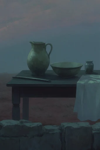 Atmospheric Somber Realism style reference image — desaturated color palette