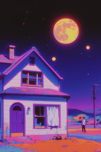 Neon Nocturnal Illustrative style reference image — high contrast lighting