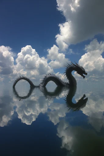 Surreal Infinite Horizon style reference image — towering cumulus clouds