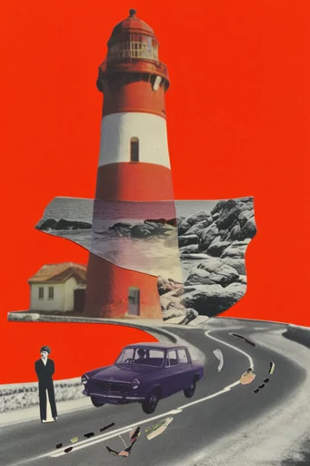 Surrealist Retro Collage style reference image — dreamlike juxtaposition