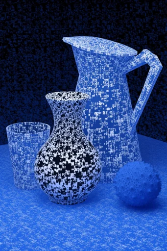 Electric Fractal Minimalism style reference image — electric cobalt blue