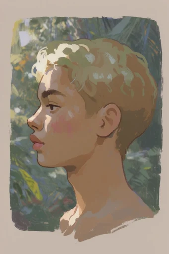 Earthy Gouache Serenity style reference image — visible dry brushstrokes