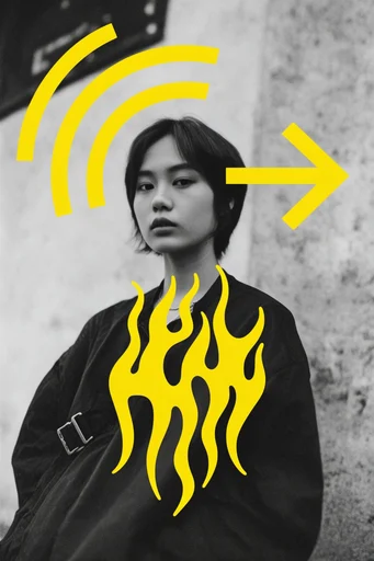 Industrial Cyber-Zine Noir moodboard — generate AI images in this style