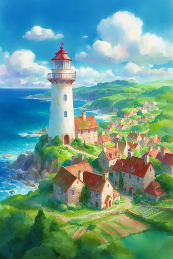 Luminous Pastoral Fantasy style reference image — saturated watercolor aesthetic