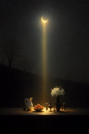 Celestial Chiaroscuro Mysticism style reference image — celestial stardust
