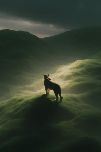 Velvet Surreal Landscapes style reference image — solitary figure