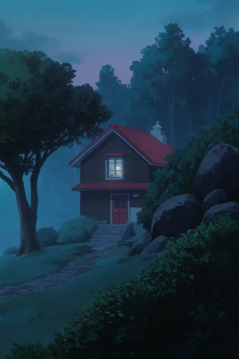 Nostalgic Forest Anime style AI image example 4