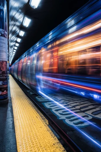 Kinetic Neon Surrealism style reference image — long exposure light trails