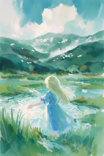 Ethereal Bio-Fluid Synthesis style reference image — watercolor wash