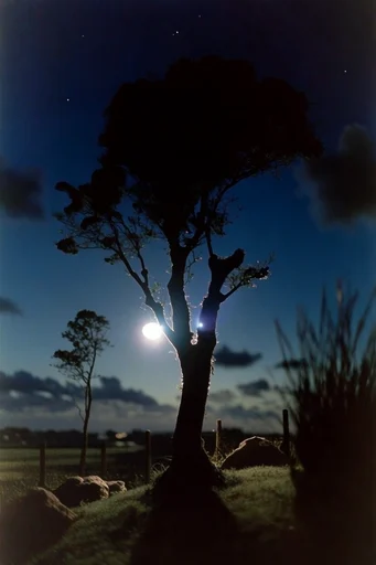 Ethereal Nocturnal Luminance style reference image — anamorphic lens flare