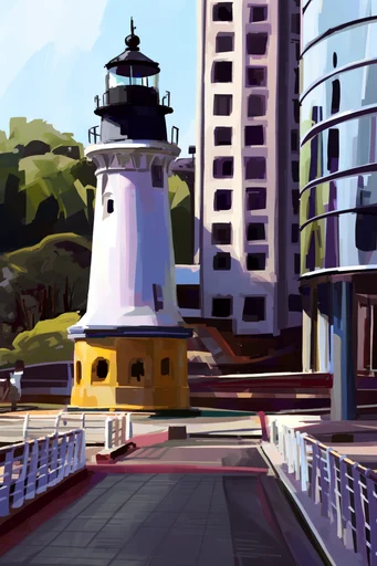 Vibrant Urban Impressionism style reference image — sharp graphic shadows