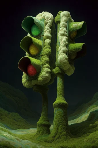 Surreal Botanical Synthesis style reference image — verdant forest palette