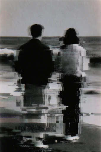 Monochrome Analog Glitch style AI image example 2