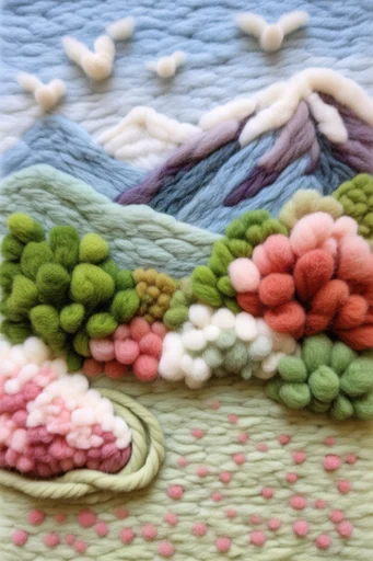 Tactile Fiber Landscapes style reference image — 3D textile embroidery