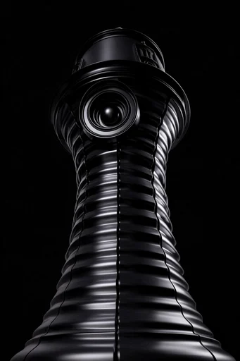 Industrial Chrome Gothic style reference image — symmetrical metallic structures