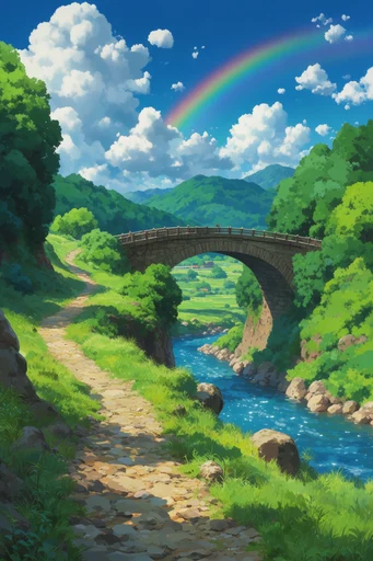 Luminous Pastoral Fantasy style reference image — saturated watercolor aesthetic