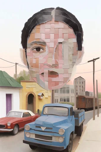 Fragmented Optical Surrealism style reference image — fragmented portraiture