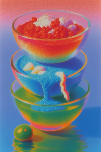 Neon Grain Surrealism style reference image — acid neon gradients