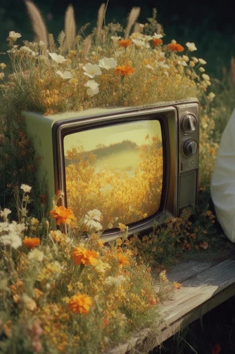 Overgrown Analog Surrealism style reference image — film grain texture