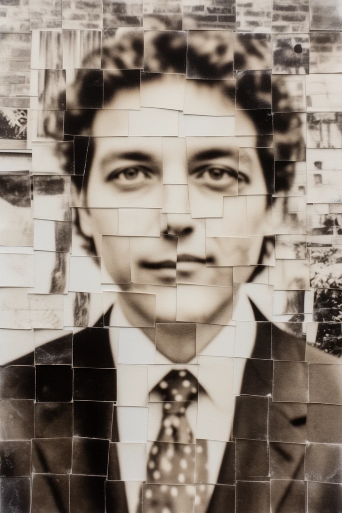 Monochrome Archival Assemblage style AI image example 1