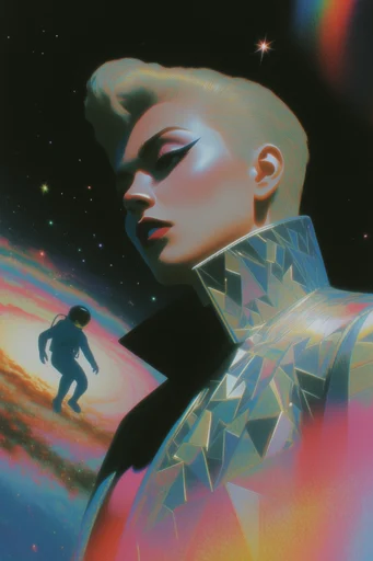 Nocturnal Retro-Surreal Cosmicism style reference image — low-angle cosmic perspective