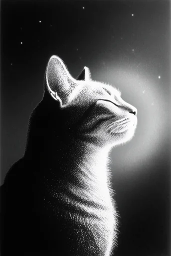 Spectral Stippled Noir style reference image — cosmic surrealism