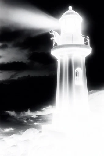Spectral Bioluminescent Noir style reference image — grainy film texture