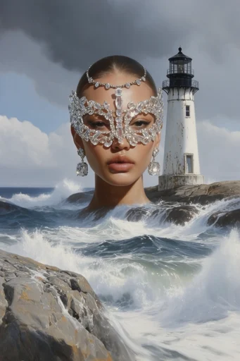 Ethereal Crystalline Editorial style reference image — intricate gemstone embellishments