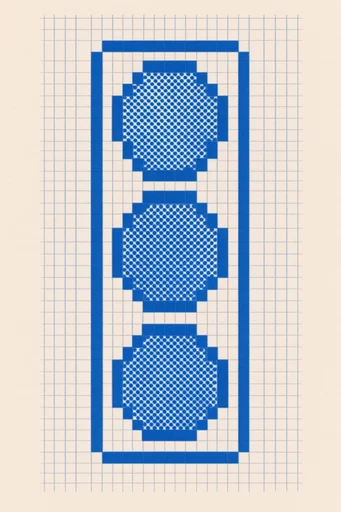 Cobalt Pixel Op-Art style reference image — op-art geometric grid