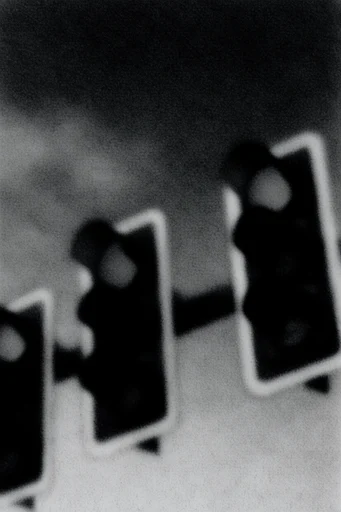 Monochrome Spectral Noir style reference image — heavy film grain