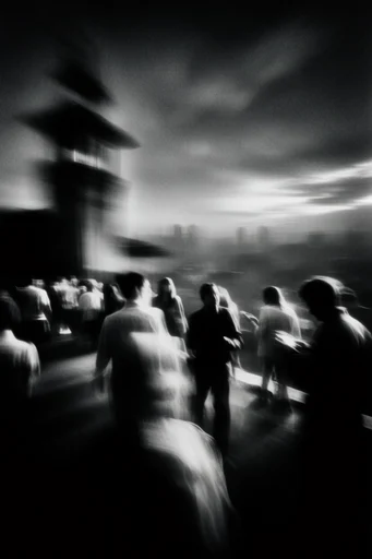 Ethereal Noir Motion style reference image — high-contrast black and white photography