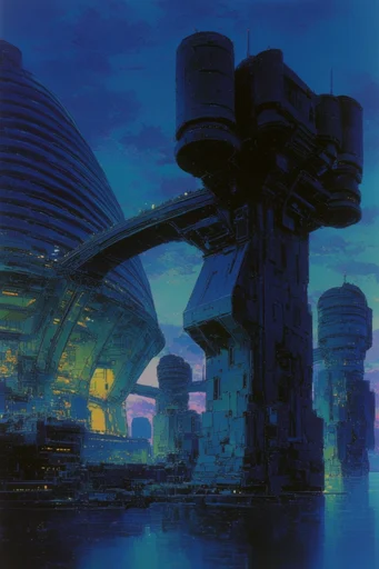 Monolithic Cyber-Brutalist Horizon style reference image — painterly digital art style