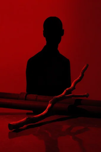 Crimson Noir Chiaroscuro style reference image — crimson red lighting