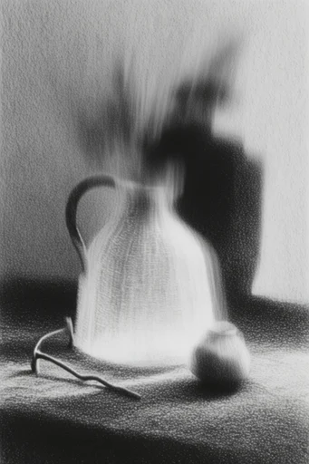 Ethereal Kinetic Monochrome style reference image — motion blur silhouette