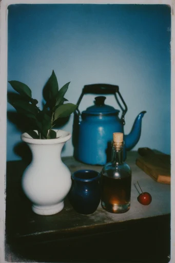 Analog Surrealist Nostalgia style reference image — harsh direct flash