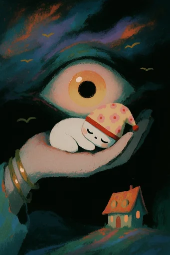 Luminous Cosmic Folklore style reference image — painterly texture