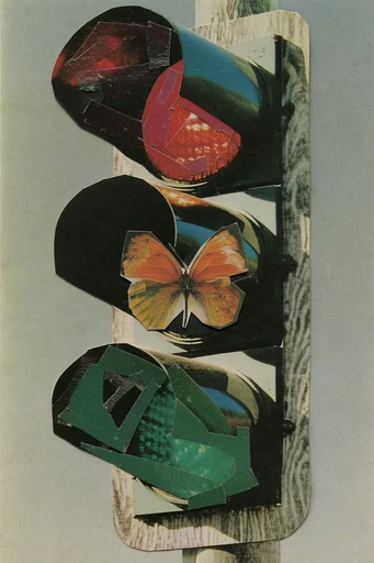 Deconstructed Analog Surrealism style reference image — tactile matte ephemera