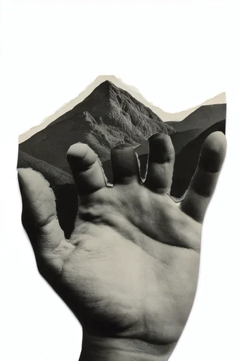 Surrealist Retro Collage style reference image — torn edges