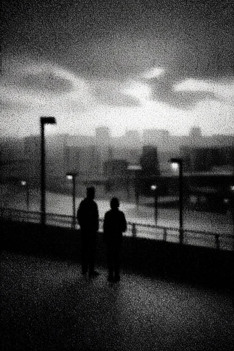 Atmospheric Monochrome Noir style reference image — high-contrast monochrome