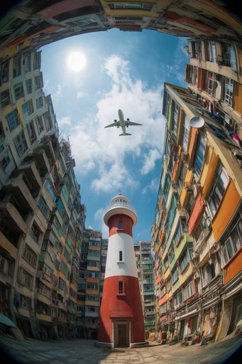 Vertiginous Brutalist Surrealism style reference image — surreal urban vortex