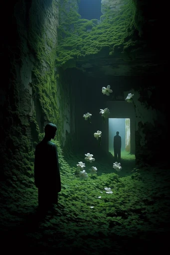 Velvet Moss Surrealism style reference image — solitary silhouette