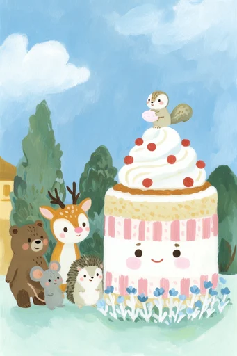 Whimsical Pastel Storybook style reference image — minimalist surrealism