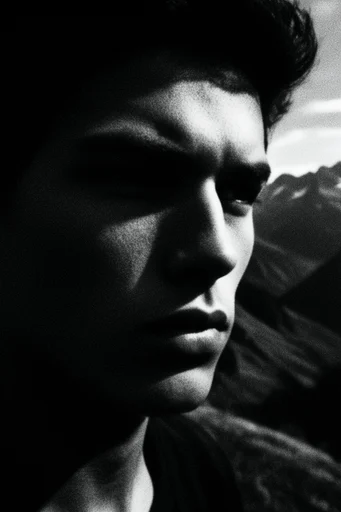 Cinematic Chiaroscuro Noir style reference image — high-contrast black and white