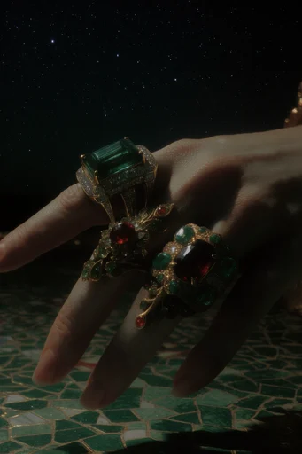 Celestial Gilded Mysticism style reference image — opulent jeweled textures