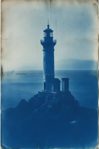 Architectural Cyanotype Abstraction style reference image — technical line drawing