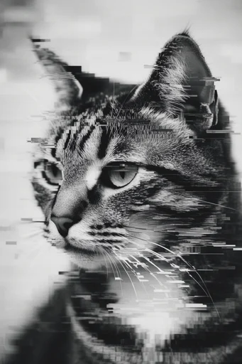 Disintegrated Monochrome Glitch style reference image — motion blur