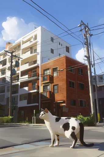 Optimistic Urban Constructivism style reference image — stylized anime background aesthetic