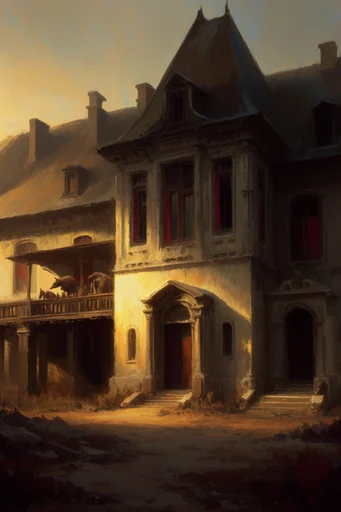 Monumental Industrial Golden Haze style AI image example 4