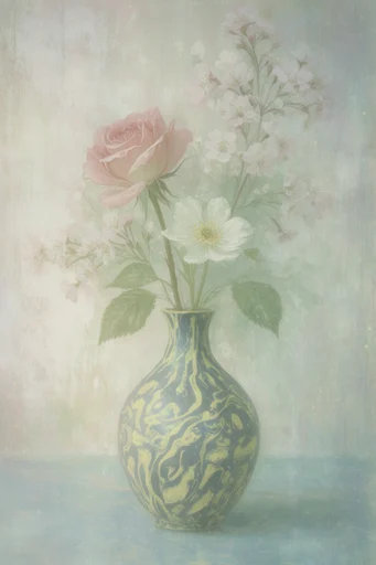 Ethereal Pastel Nostalgia style reference image — analog film grain