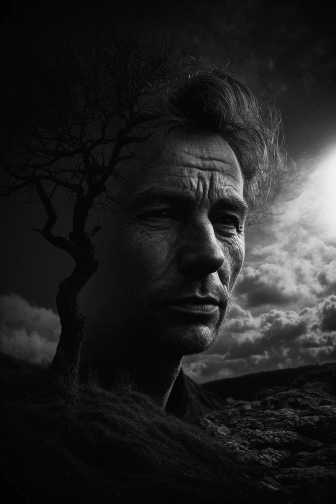 High-Contrast Noir Chiaroscuro style AI image example 2